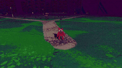 Animated gif of a red character from Sen z Úst walking around.